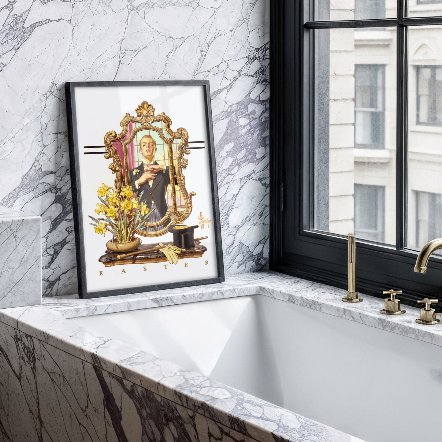 Easter -Man in the Mirror (1936) by J.C. Leyendecker