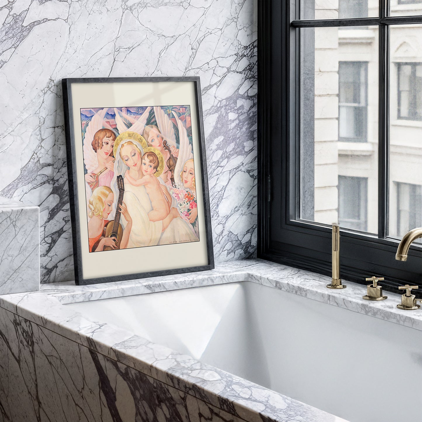 Madonna med barn, omgivet af musicerende (1935) by Gerda Wegener