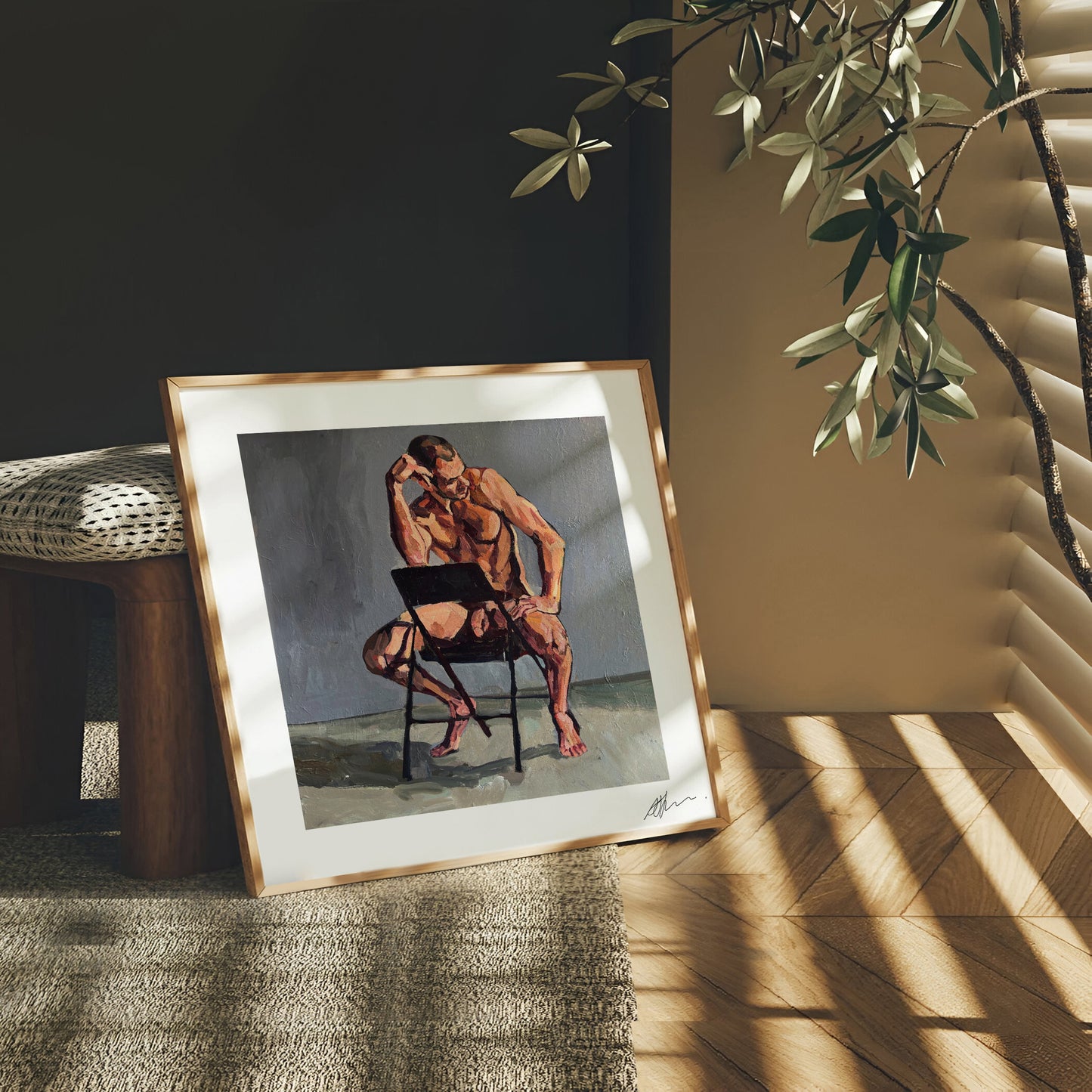 Johnny astride a chair (2025) by Andy Sylvester