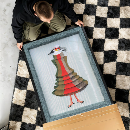 Secretary Bird in Accordion Dress (2026) by Oscar Arrais