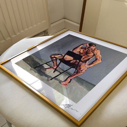 Johnny astride a chair (2025) by Andy Sylvester