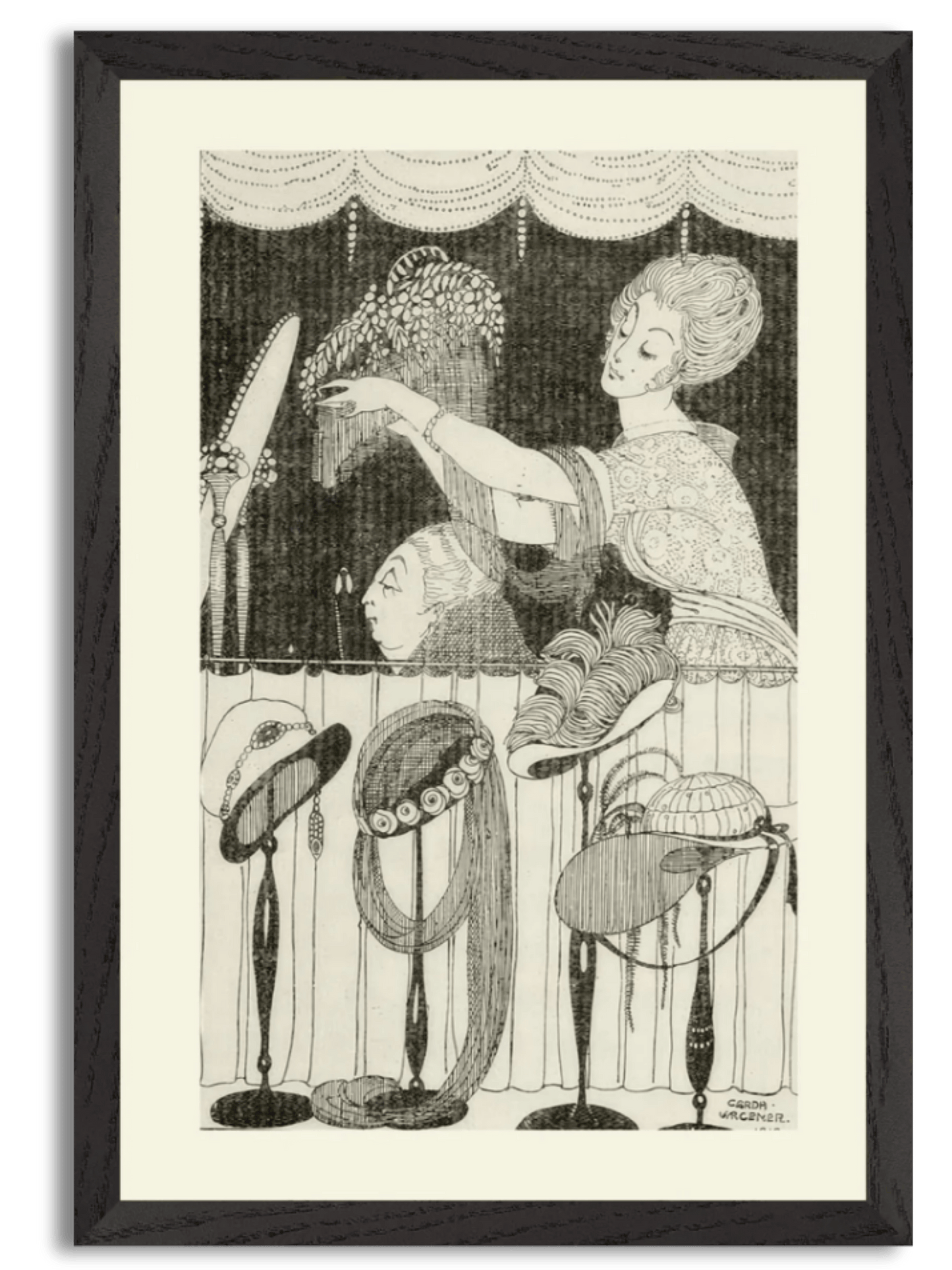Elle a essayé le préservatif sur une femme âgée (1918) by Gerda Wegener