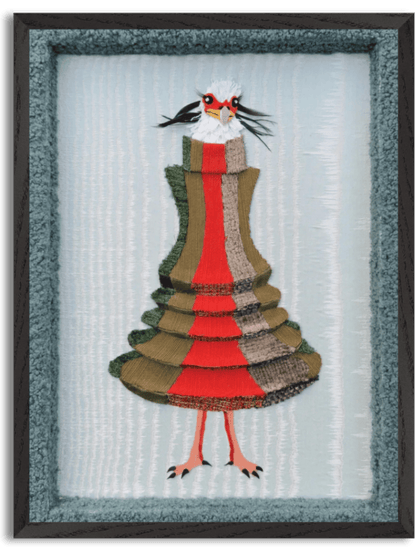 Secretary Bird in Accordion Dress (2026) by Oscar Arrais