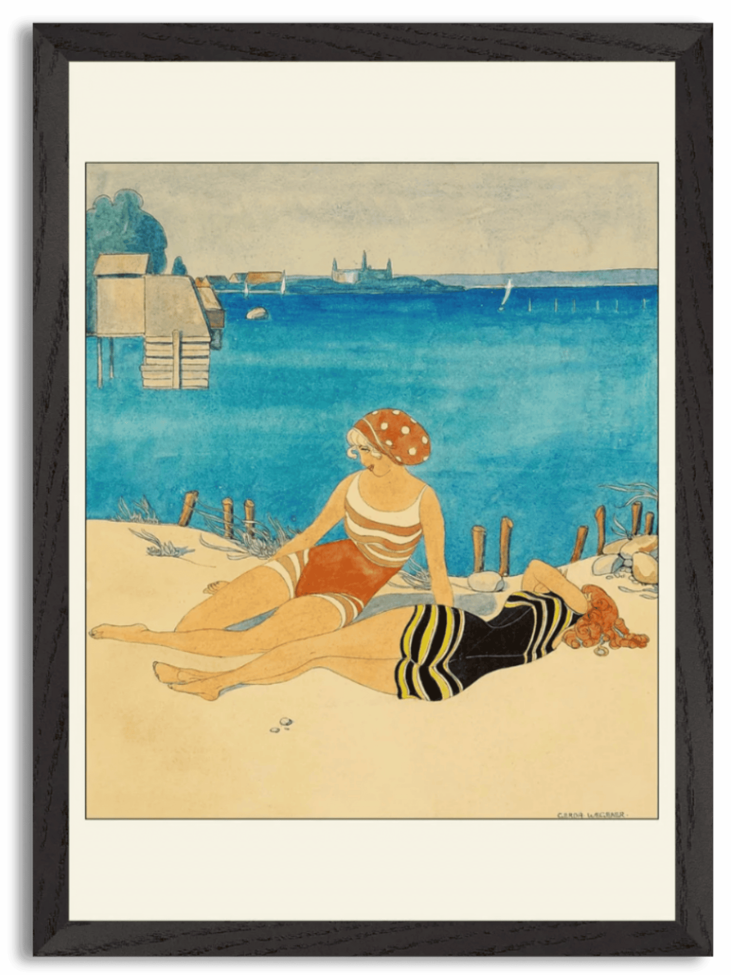 Two Girls Bathing at the Beach (1917) by Gerda Wegener