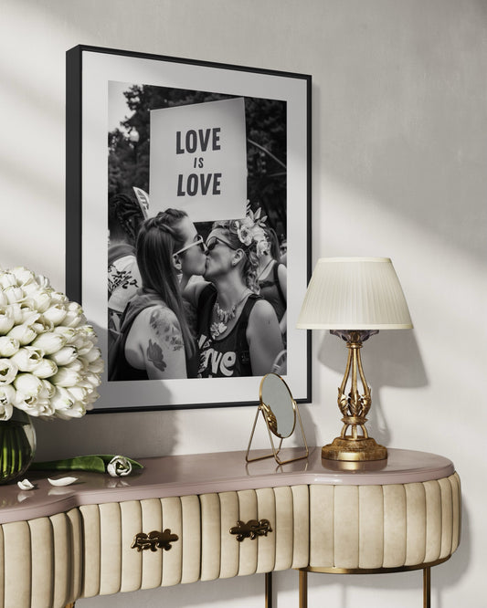 Love is love - LGBTQ Equality Pride Print | Lesbian Black and White Pride Decor