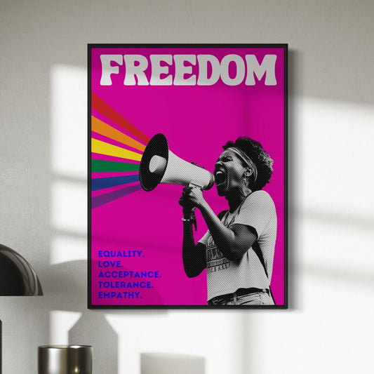 Freedom Queer Rights Poster - Equality, Love, Acceptance - LGBTQ+ Empowerment Art
