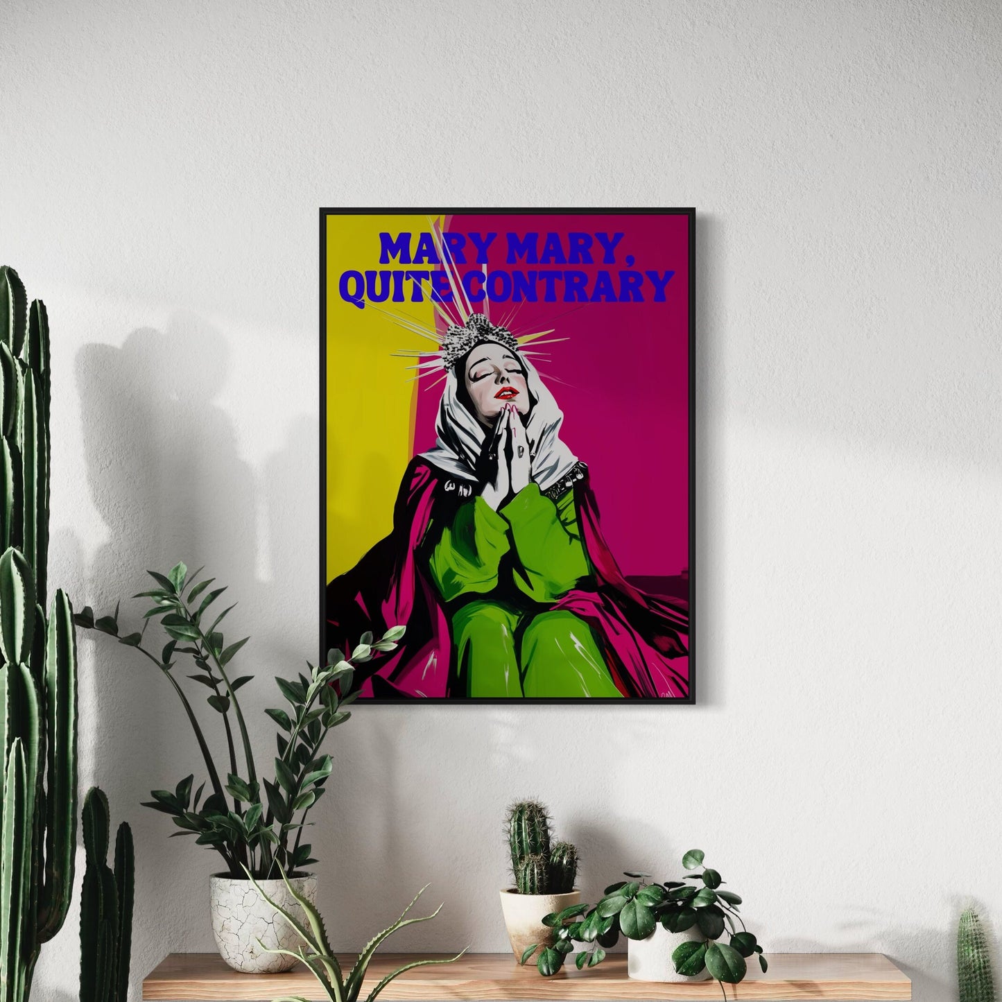 Mary Mary Quite Contrary LGBTQ+ Art Print | Queer Art Poster, Religious Satire, Gay Art, LGBTQ Art, Bold Colourful Art, Pride Decor