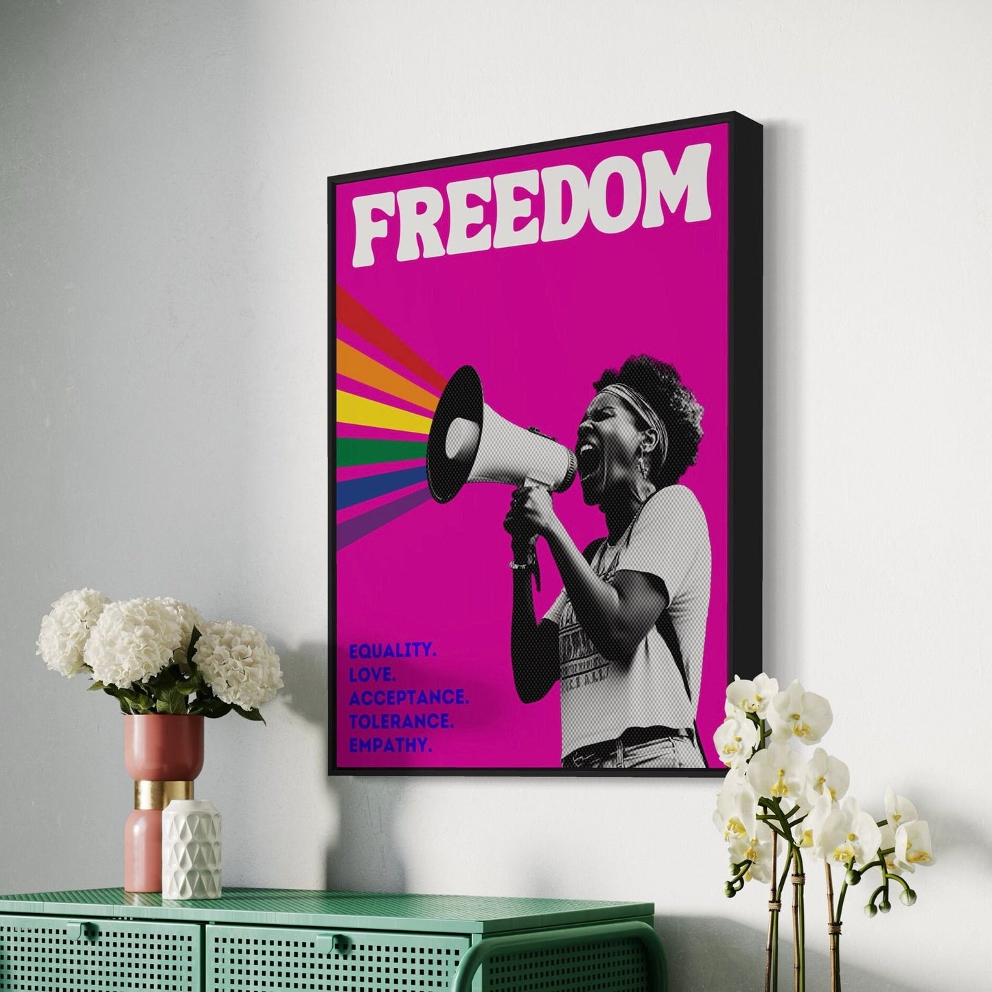 Freedom Queer Rights Poster - Equality, Love, Acceptance - LGBTQ+ Empowerment Art
