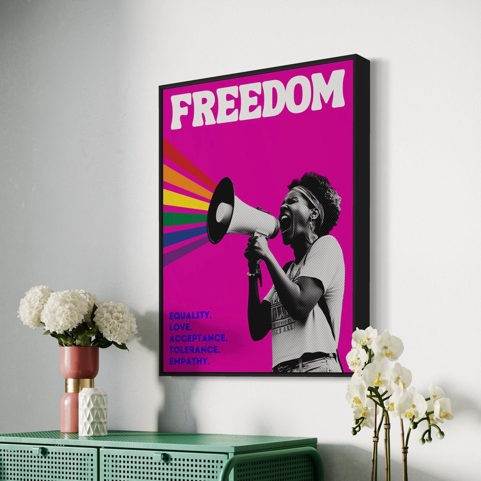 Freedom Queer Rights Poster - Equality, Love, Acceptance - LGBTQ+ Empowerment Art