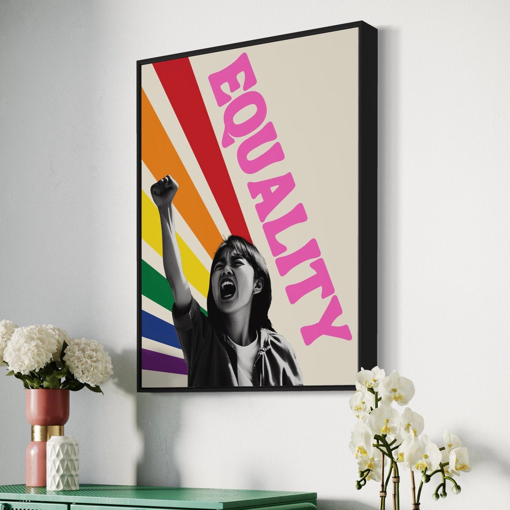 LGBTQ+ Equality Art Print, Pride Poster, Queer Empowerment Wall Art, Activism Decor, Rainbow Collective Art
