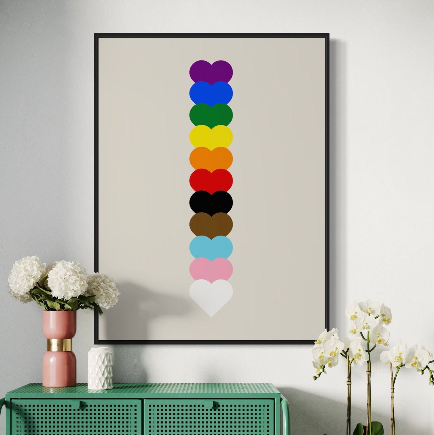 Progress Pride Art Print, LGBTQ Pride Wall Decor, Let Love Guide, - Progress Pride Flag Colours Art