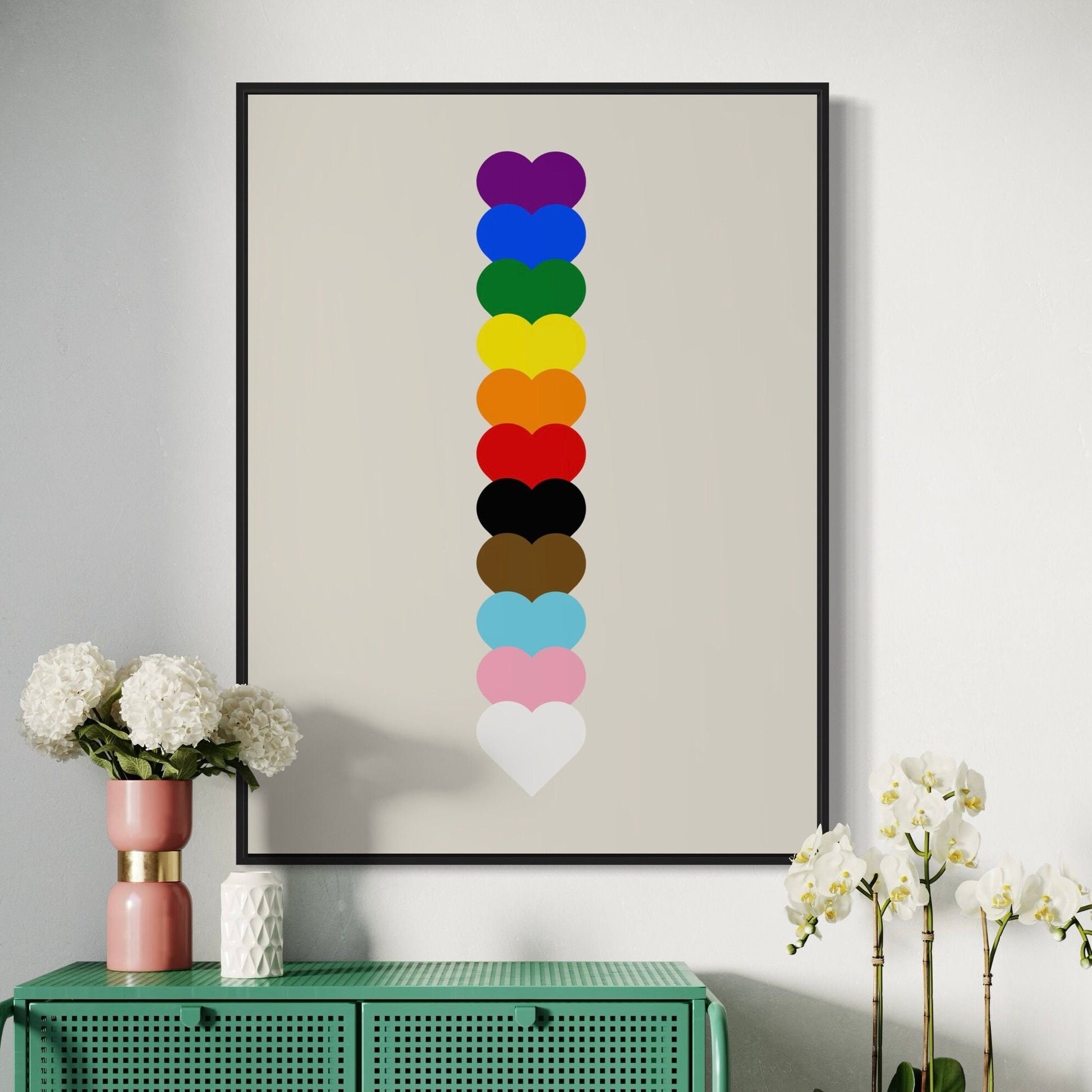 Progress Pride Art Print, LGBTQ Pride Wall Decor, Let Love Guide, - Progress Pride Flag Colours Art