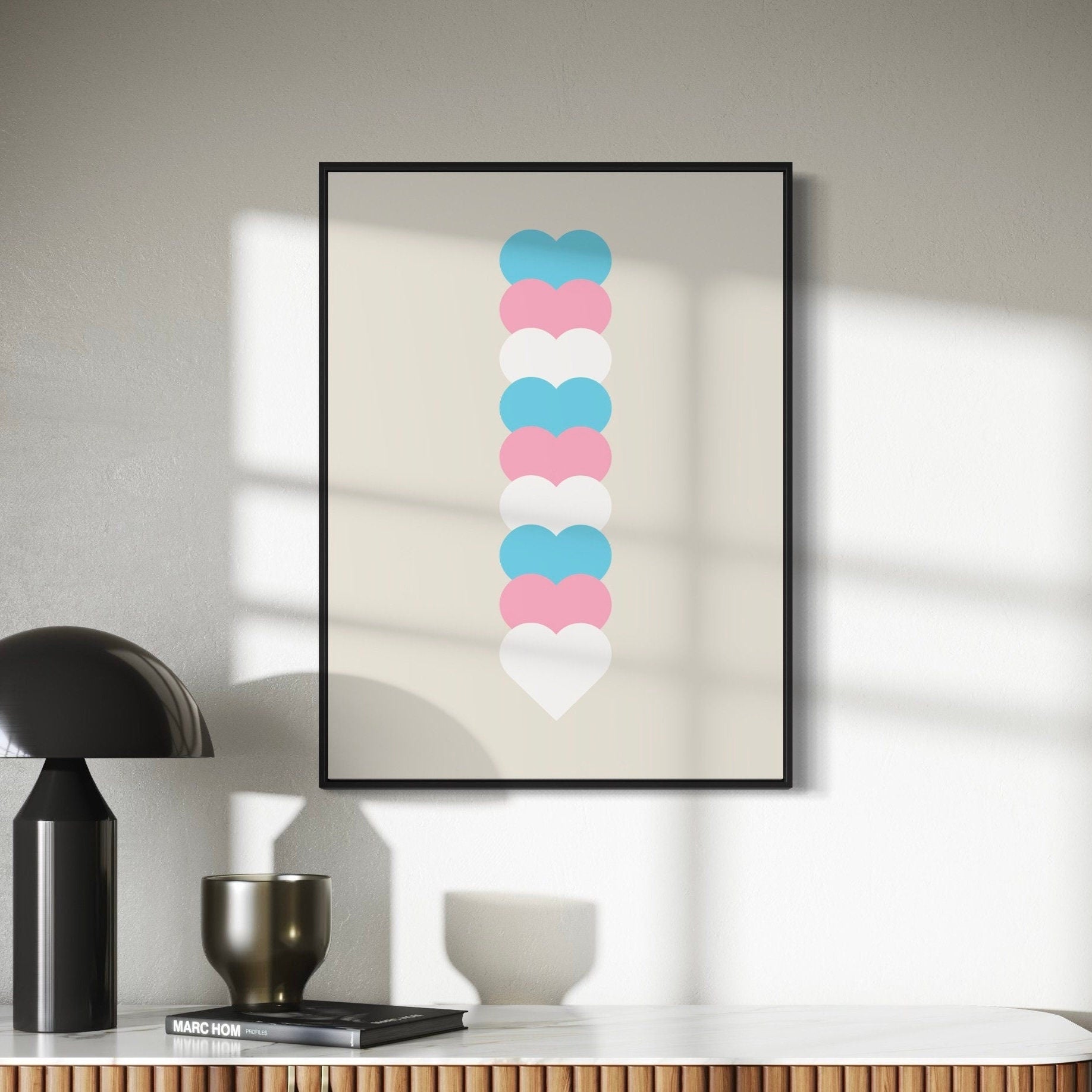Trans Flag Art Print, Trans Pride Wall Art, LGBTQ+ Decor, Transgender Pride Poster, Minimalist Trans Flag Print