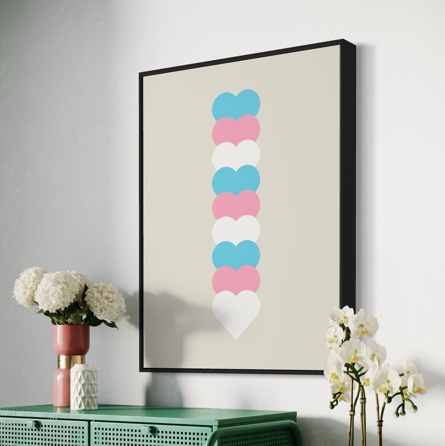 Trans Flag Art Print, Trans Pride Wall Art, LGBTQ+ Decor, Transgender Pride Poster, Minimalist Trans Flag Print