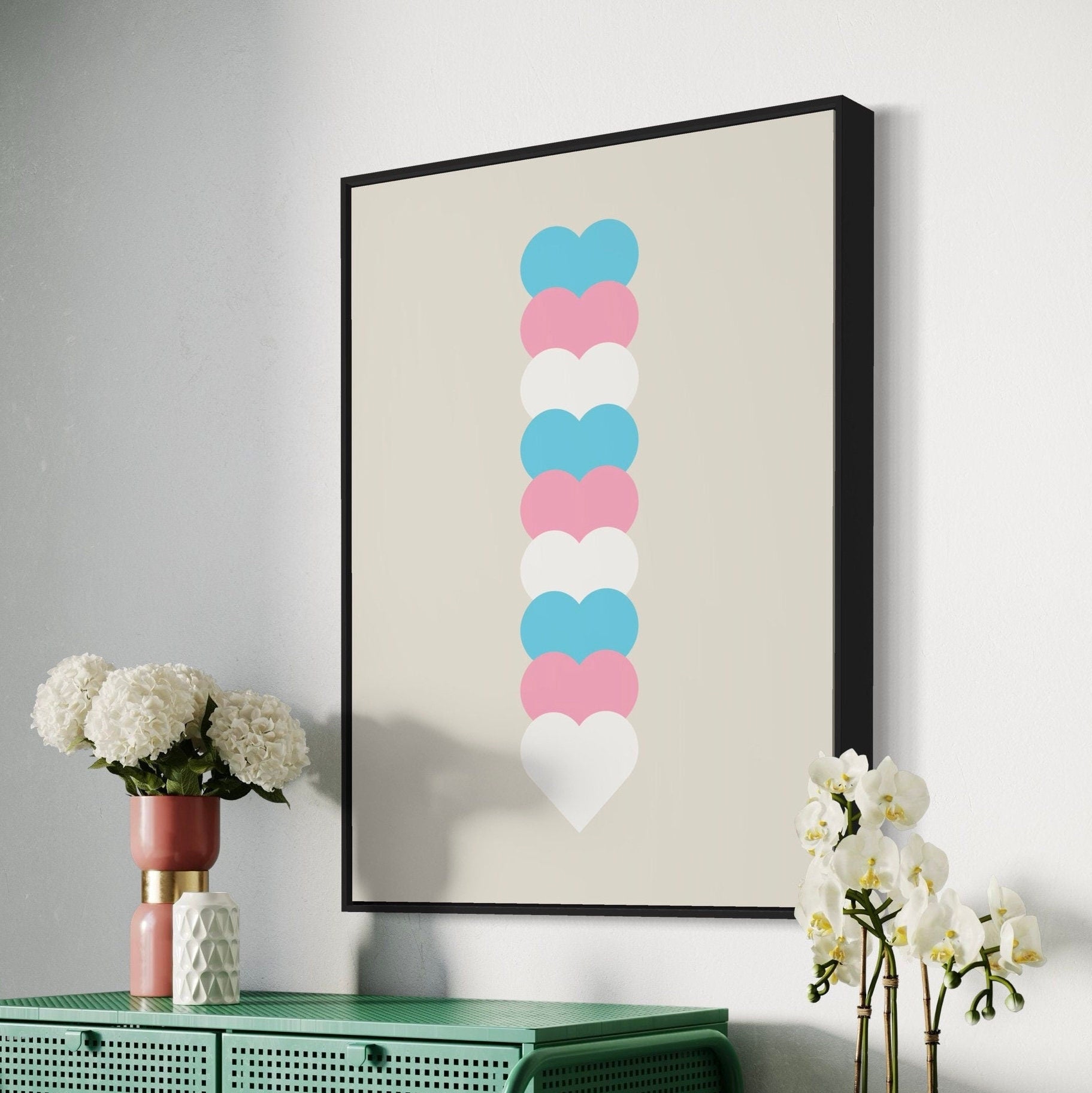 Trans Flag Art Print, Trans Pride Wall Art, LGBTQ+ Decor, Transgender Pride Poster, Minimalist Trans Flag Print