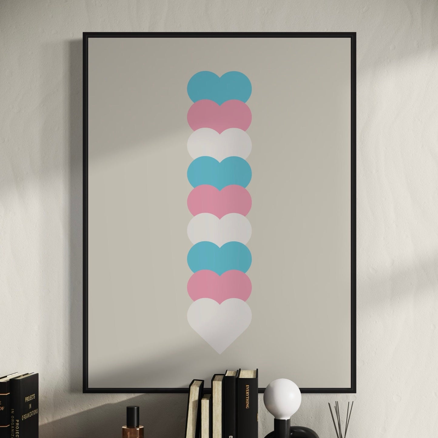 Trans Flag Art Print, Trans Pride Wall Art, LGBTQ+ Decor, Transgender Pride Poster, Minimalist Trans Flag Print