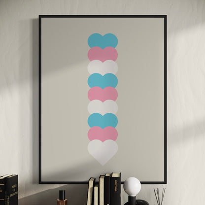 Trans Flag Art Print, Trans Pride Wall Art, LGBTQ+ Decor, Transgender Pride Poster, Minimalist Trans Flag Print