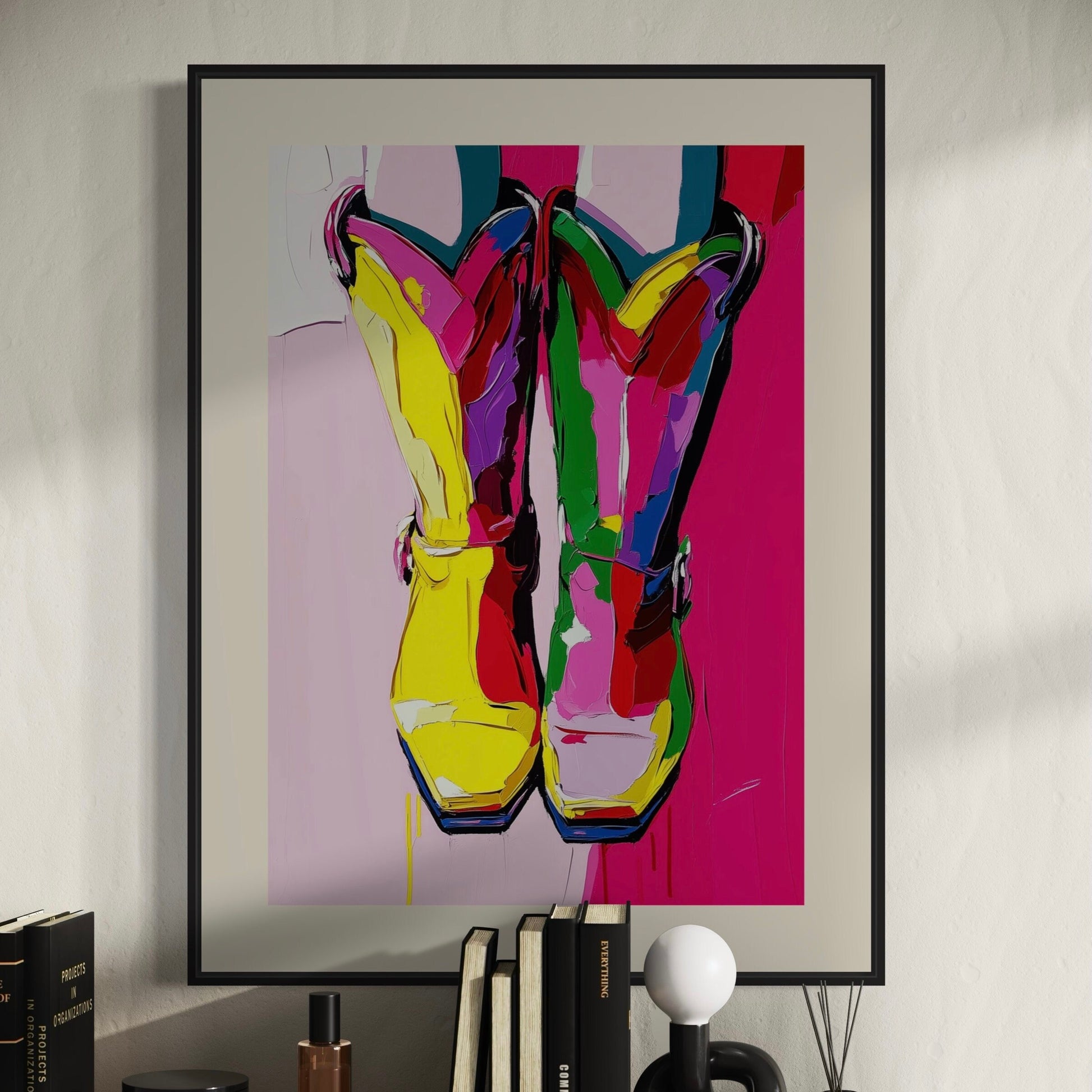 Queer Cowgirl Pride Art Print - Vibrant LGBTQ+ Western Decor - Rainbow Boots Wall Art