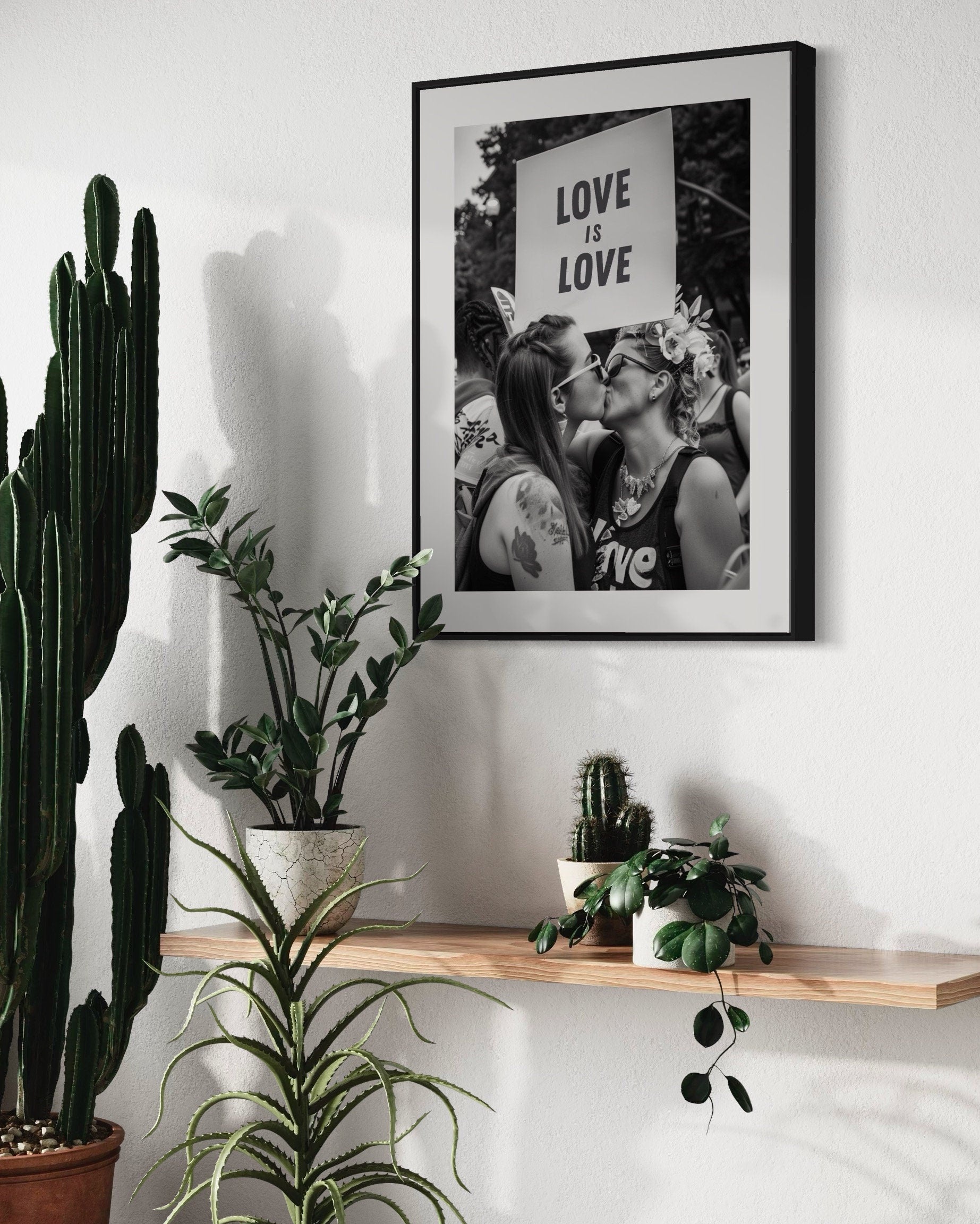 Love is love - LGBTQ Equality Pride Print | Lesbian Black and White Pride Decor