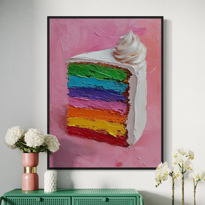 Rainbow Cake Art Print | Colourful LGBTQ Pride Decor | Queer-Inspired Wall Art for Home | Vibrant Pride Gift | Bold Dessert Art Piece