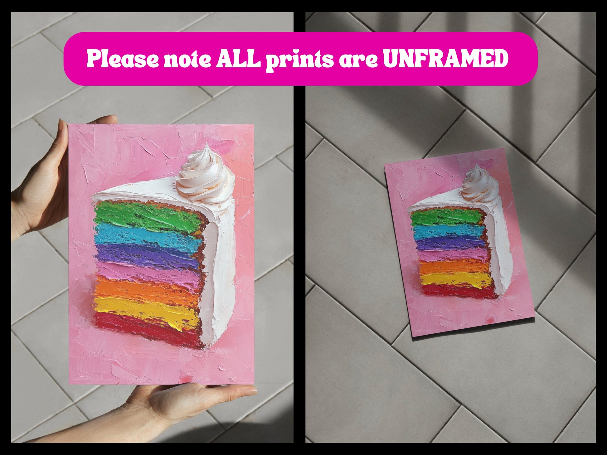 Rainbow Cake Art Print | Colourful LGBTQ Pride Decor | Queer-Inspired Wall Art for Home | Vibrant Pride Gift | Bold Dessert Art Piece