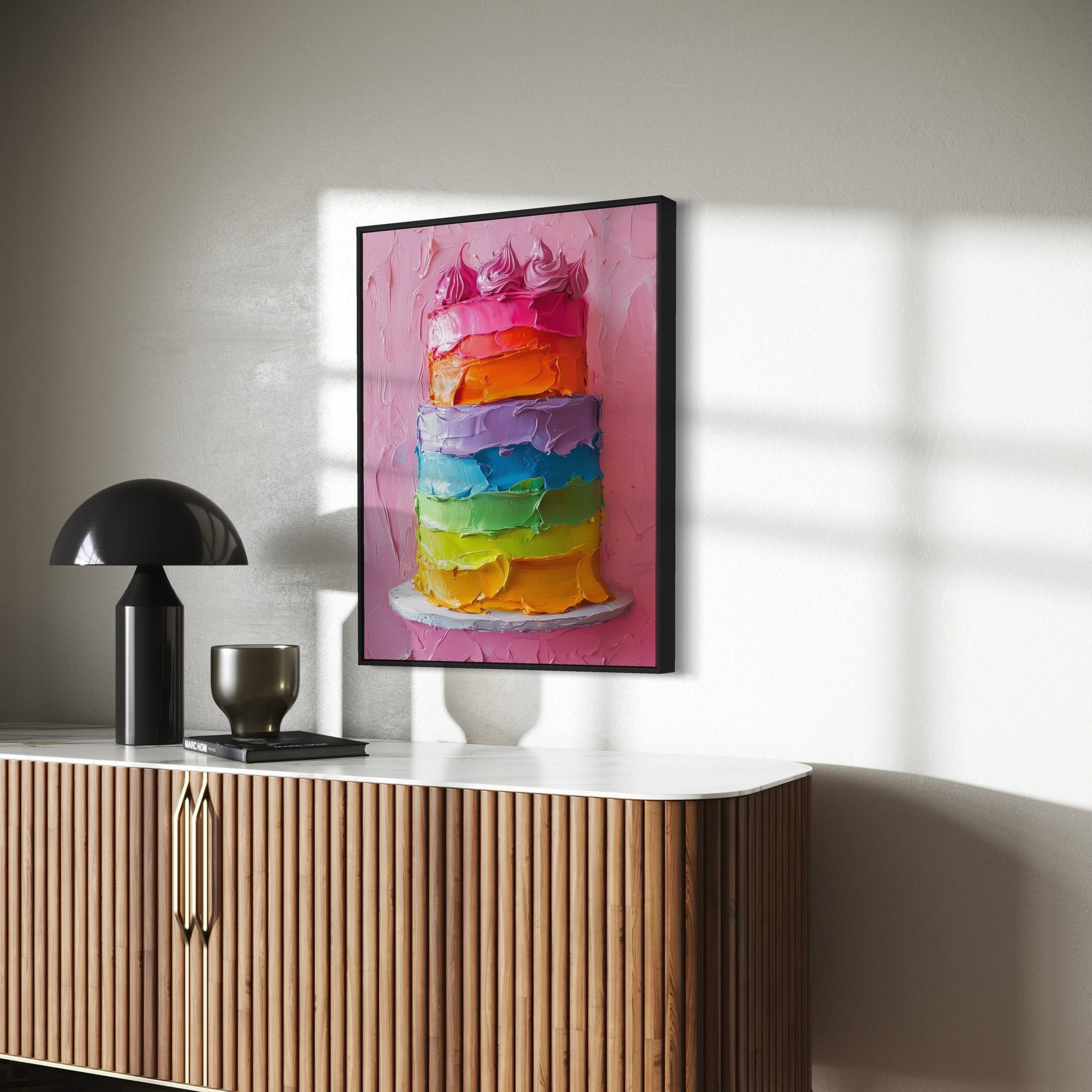 Layers of Pride Rainbow Cake Art Print | Colourful Queer Art for LGBTQ+ Celebration | Unframed Matte Premium Wall Art | Pride Decor