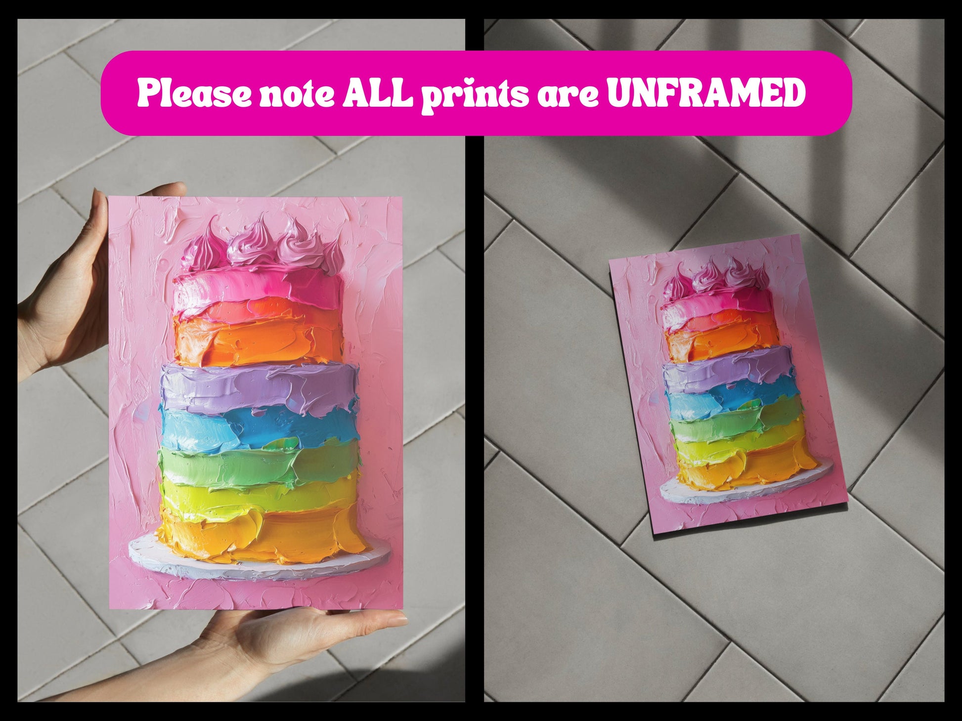 Layers of Pride Rainbow Cake Art Print | Colourful Queer Art for LGBTQ+ Celebration | Unframed Matte Premium Wall Art | Pride Decor