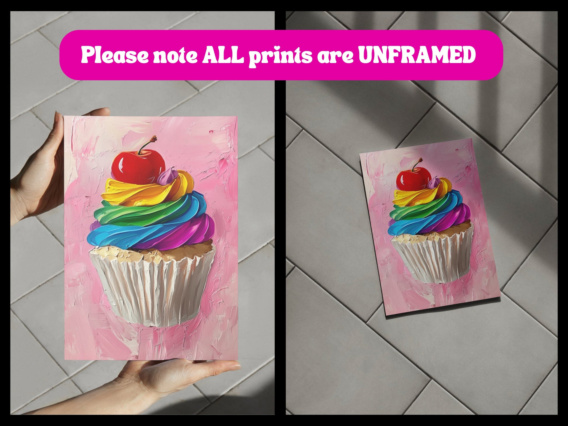 Pride Cupcake Art Print, Rainbow LGBTQ Art, Queer Home Decor, Colourful Cupcake Poster, LGBTQ Wall Art, Pride Gift Idea