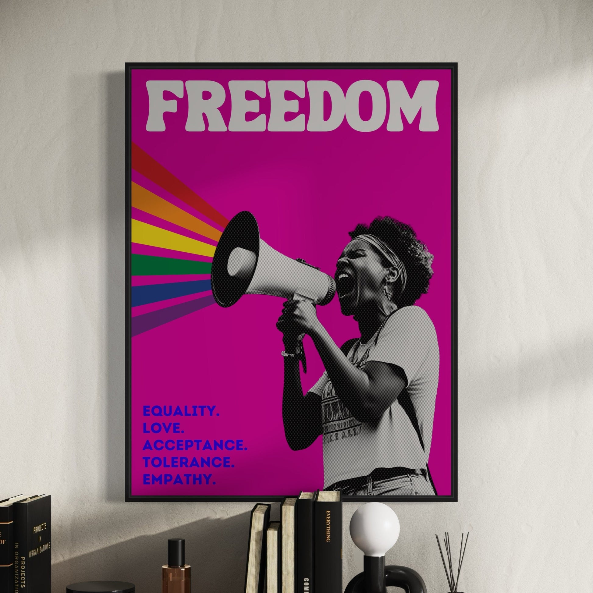 Freedom Queer Rights Poster - Equality, Love, Acceptance - LGBTQ+ Empowerment Art