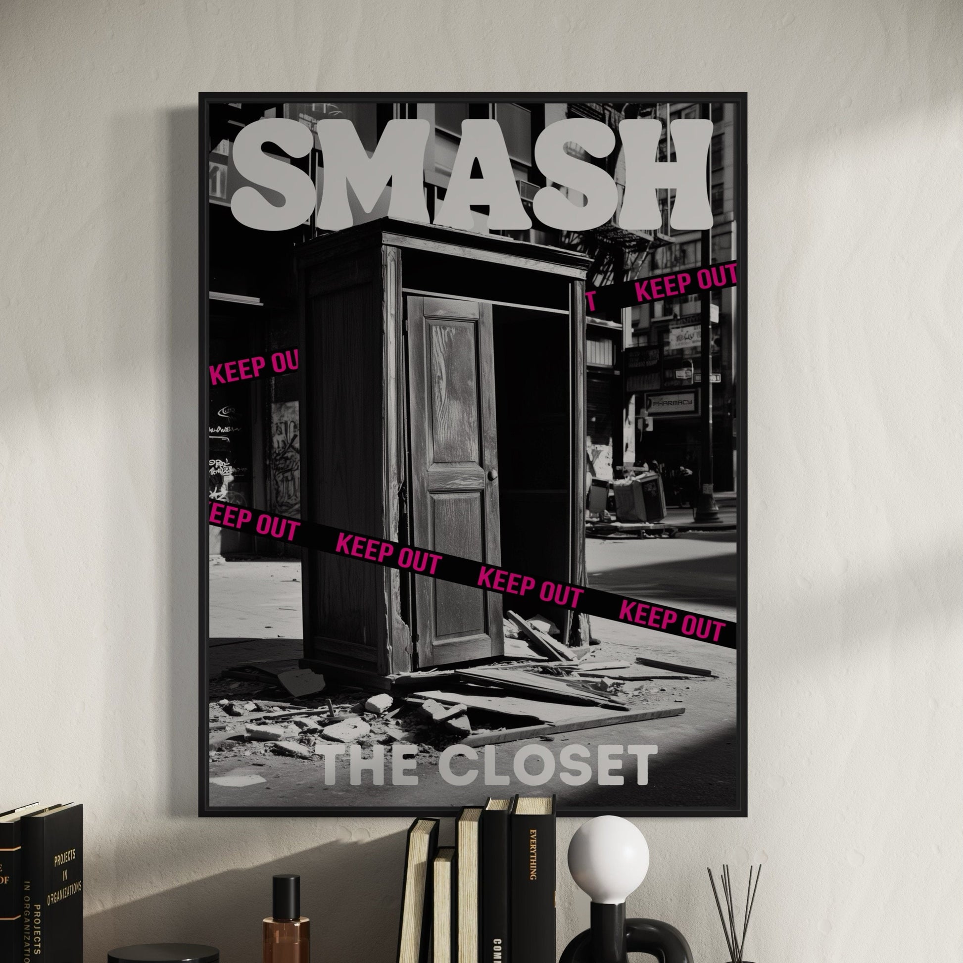 Smash the Closet Queer Empowerment Poster, LGBTQ+ Pride Art, Bold Pride Wall Decor