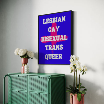 LGBTQ+ Alphabet Power Art Print - Queer, Bisexual, Gay, Trans Pride Poster