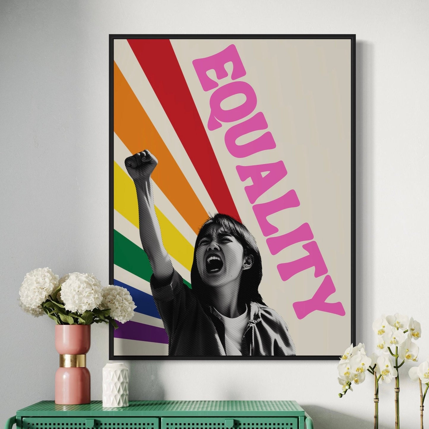 LGBTQ+ Equality Art Print, Pride Poster, Queer Empowerment Wall Art, Activism Decor, Rainbow Collective Art