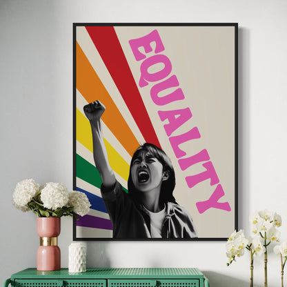 LGBTQ+ Equality Art Print, Pride Poster, Queer Empowerment Wall Art, Activism Decor, Rainbow Collective Art