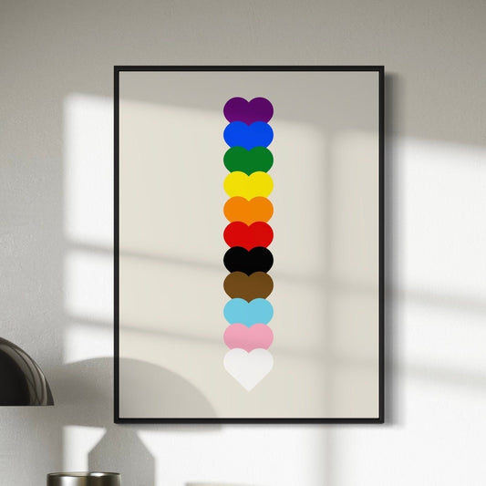Progress Pride Art Print, LGBTQ Pride Wall Decor, Let Love Guide, - Progress Pride Flag Colours Art