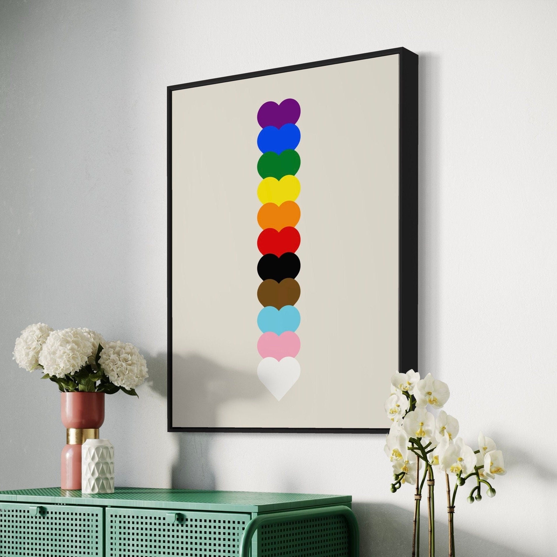 Progress Pride Art Print, LGBTQ Pride Wall Decor, Let Love Guide, - Progress Pride Flag Colours Art