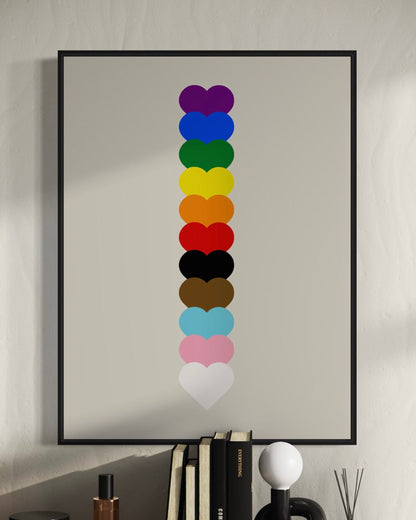 Progress Pride Art Print, LGBTQ Pride Wall Decor, Let Love Guide, - Progress Pride Flag Colours Art