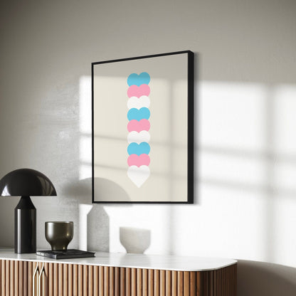 Trans Flag Art Print, Trans Pride Wall Art, LGBTQ+ Decor, Transgender Pride Poster, Minimalist Trans Flag Print