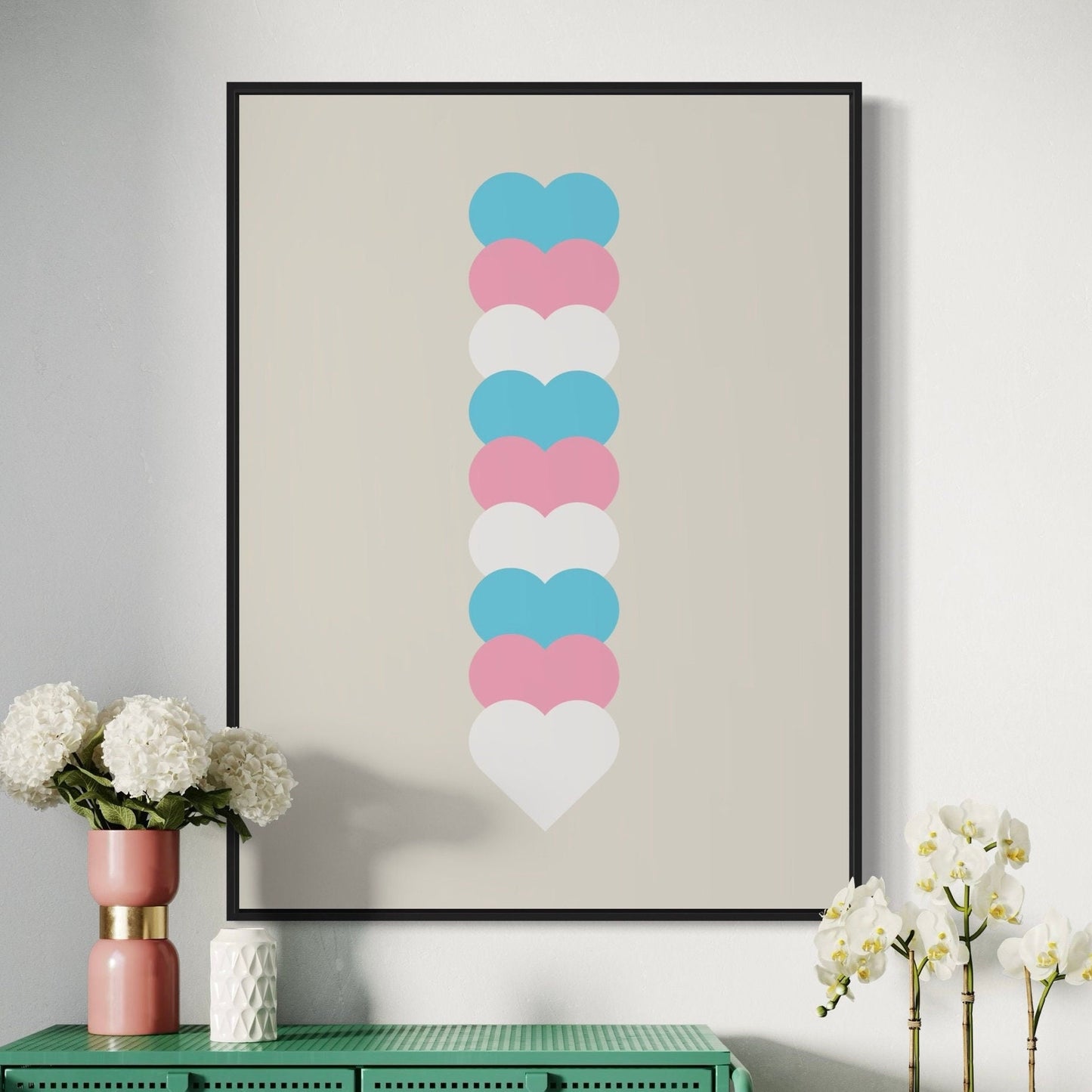 Trans Flag Art Print, Trans Pride Wall Art, LGBTQ+ Decor, Transgender Pride Poster, Minimalist Trans Flag Print