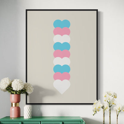 Trans Flag Art Print, Trans Pride Wall Art, LGBTQ+ Decor, Transgender Pride Poster, Minimalist Trans Flag Print