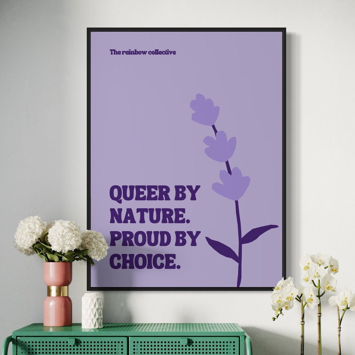 LGBTQ Pride Poster, Queer by Nature, Proud by Choice | Lavender Menace, Gay Art for Home Decor