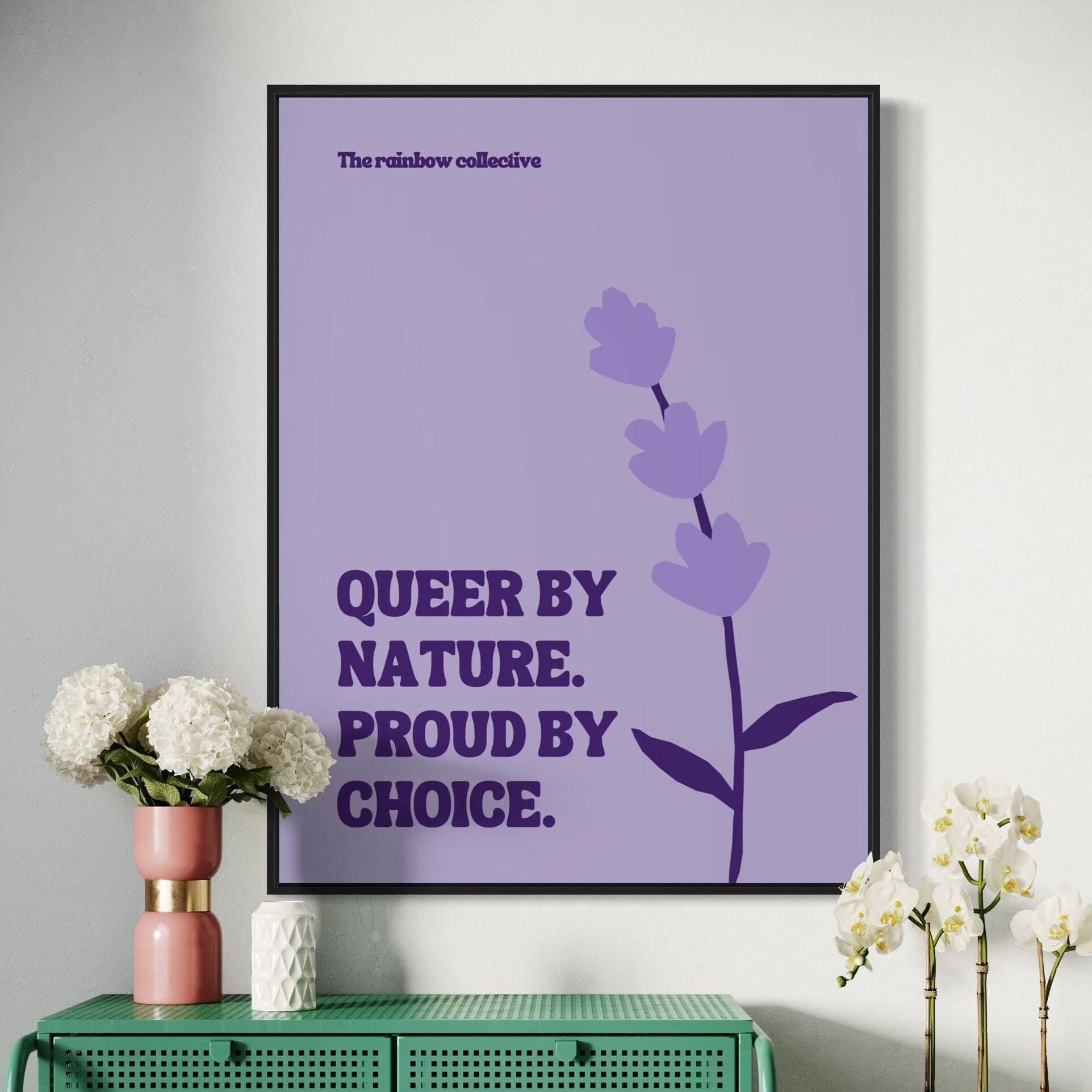 LGBTQ Pride Poster, Queer by Nature, Proud by Choice | Lavender Menace, Gay Art for Home Decor