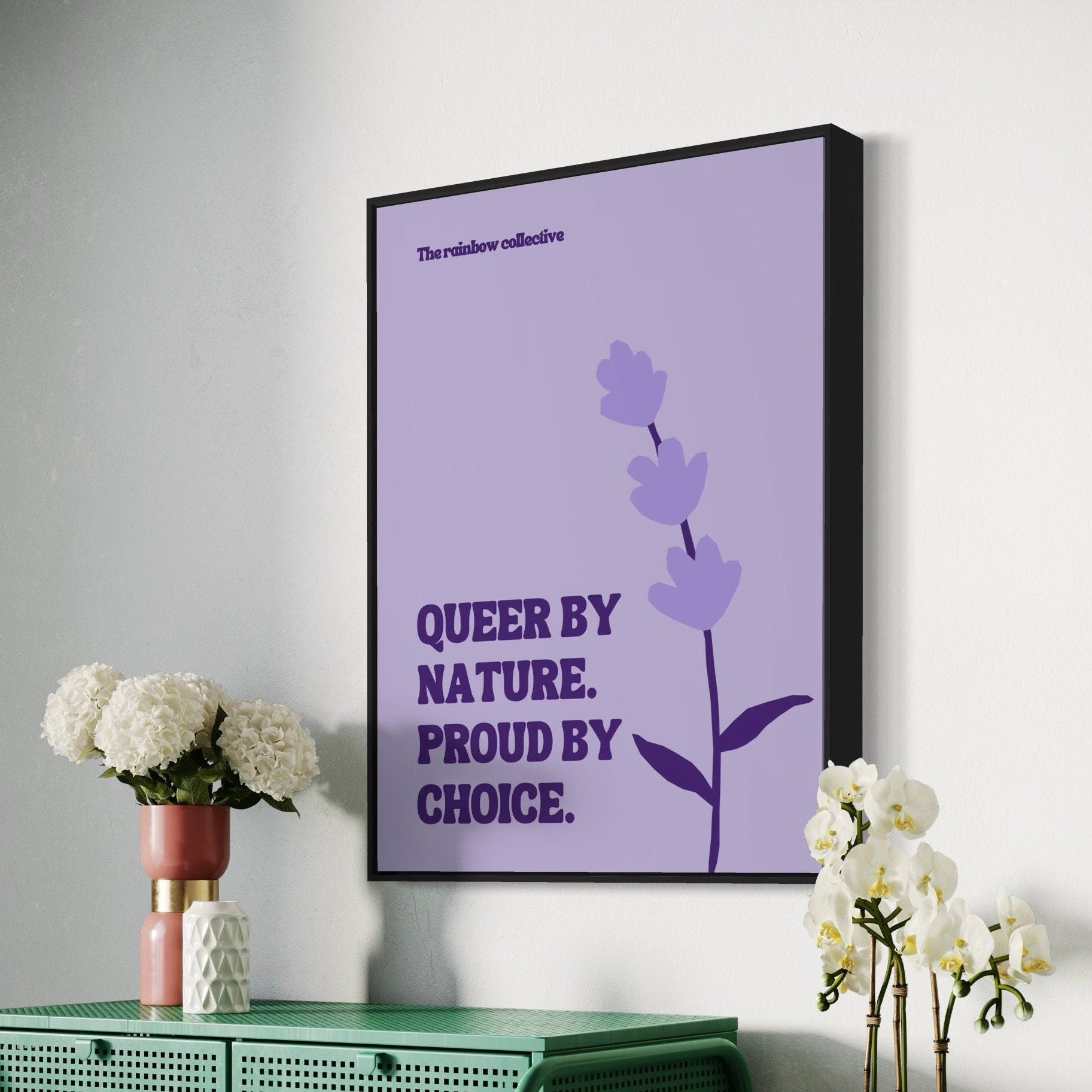 LGBTQ Pride Poster, Queer by Nature, Proud by Choice | Lavender Menace, Gay Art for Home Decor