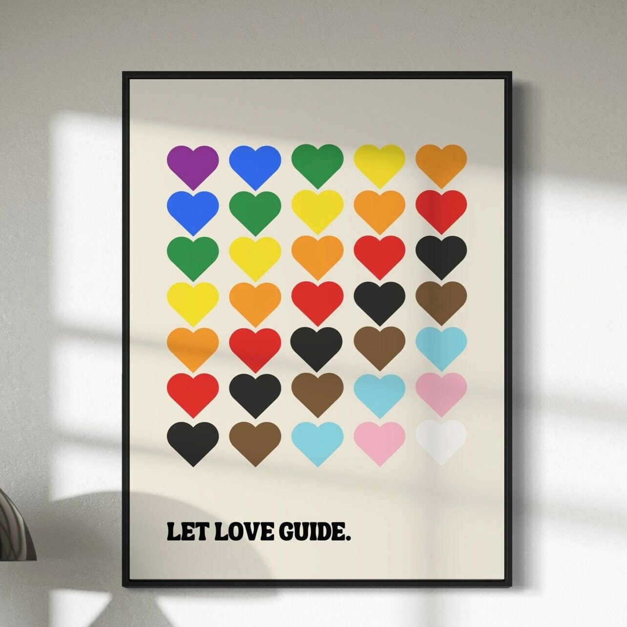 Progress Pride Art Print, Vibrant LGBTQ+ Flag Artwork for Empowerment & Visibility, Let Love Guide Print, Colourful Rainbow Wall Art