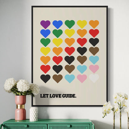 Progress Pride Art Print, Vibrant LGBTQ+ Flag Artwork for Empowerment & Visibility, Let Love Guide Print, Colourful Rainbow Wall Art