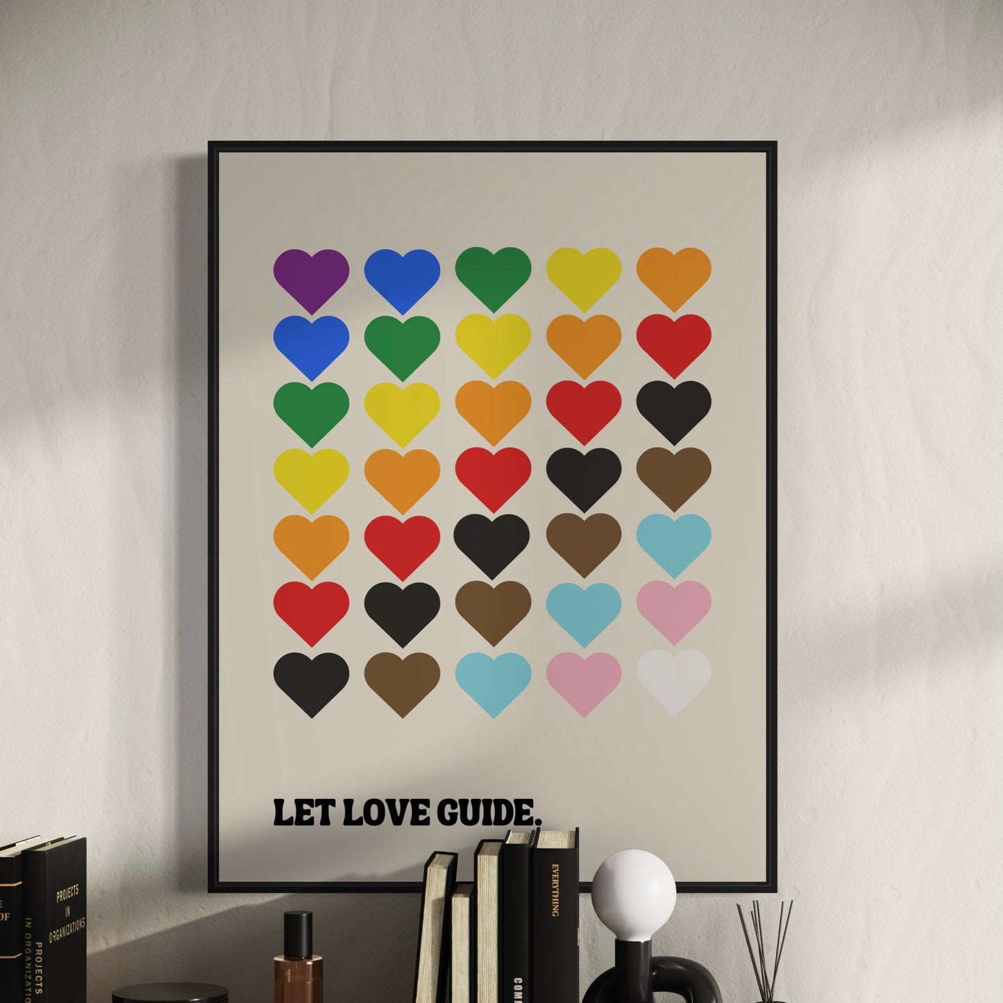 Progress Pride Art Print, Vibrant LGBTQ+ Flag Artwork for Empowerment & Visibility, Let Love Guide Print, Colourful Rainbow Wall Art