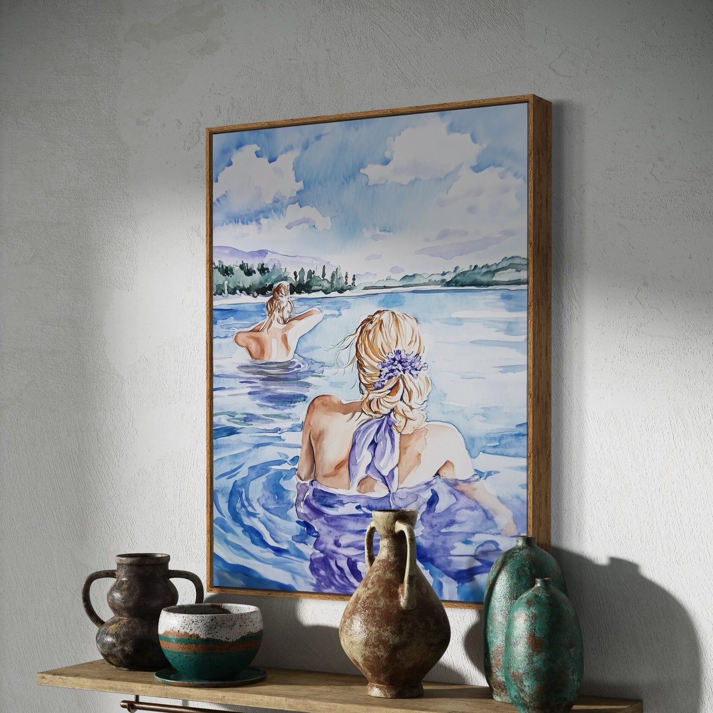 Whispers in the Water Sapphic Art Print | Lavender Menace-Inspired Queer Art | Celebrating Love and Connection | Premium Unframed Wall Decor