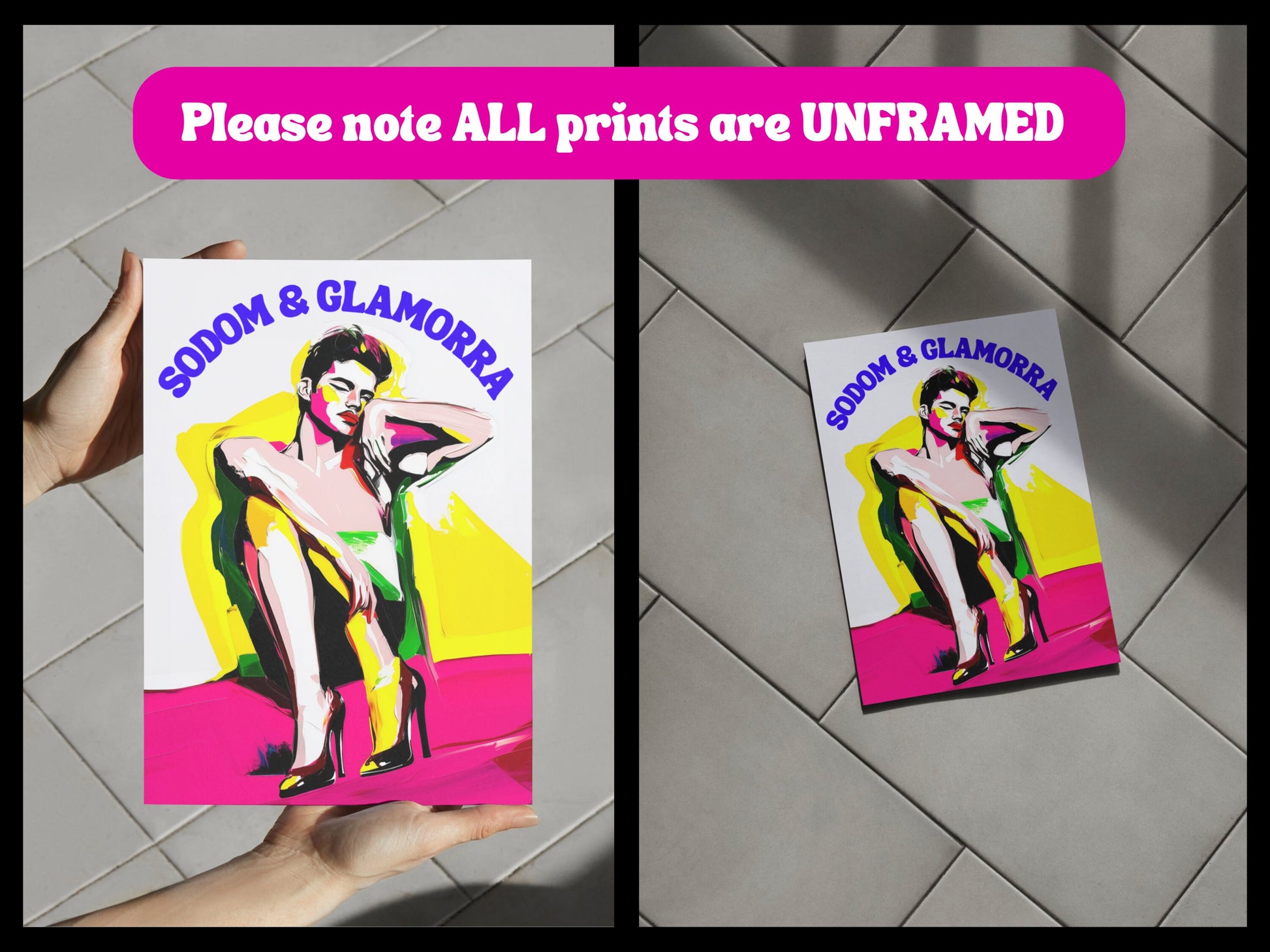 Sodom & Glamorra | Bold LGBTQ+ Art Print | Colourful Queer Wall Art | Premium 200gsm Matte Paper Art Print | Funny Gay Pride Gift