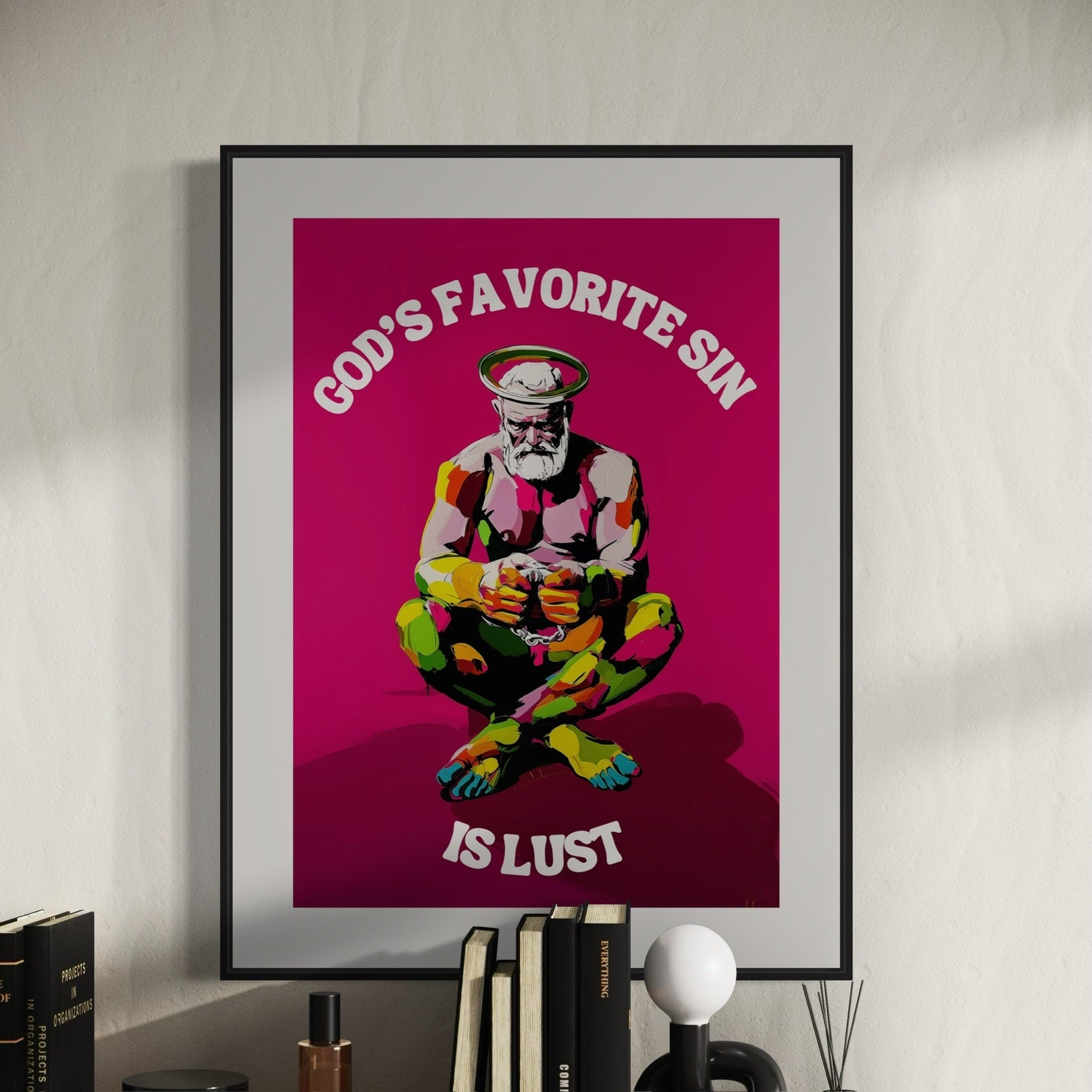 God's Favorite Sin is Lust | Bold Queer Art | Premium Matte Print | LGBTQ Artwork | Gift for Queer community, Unframed Wall Art