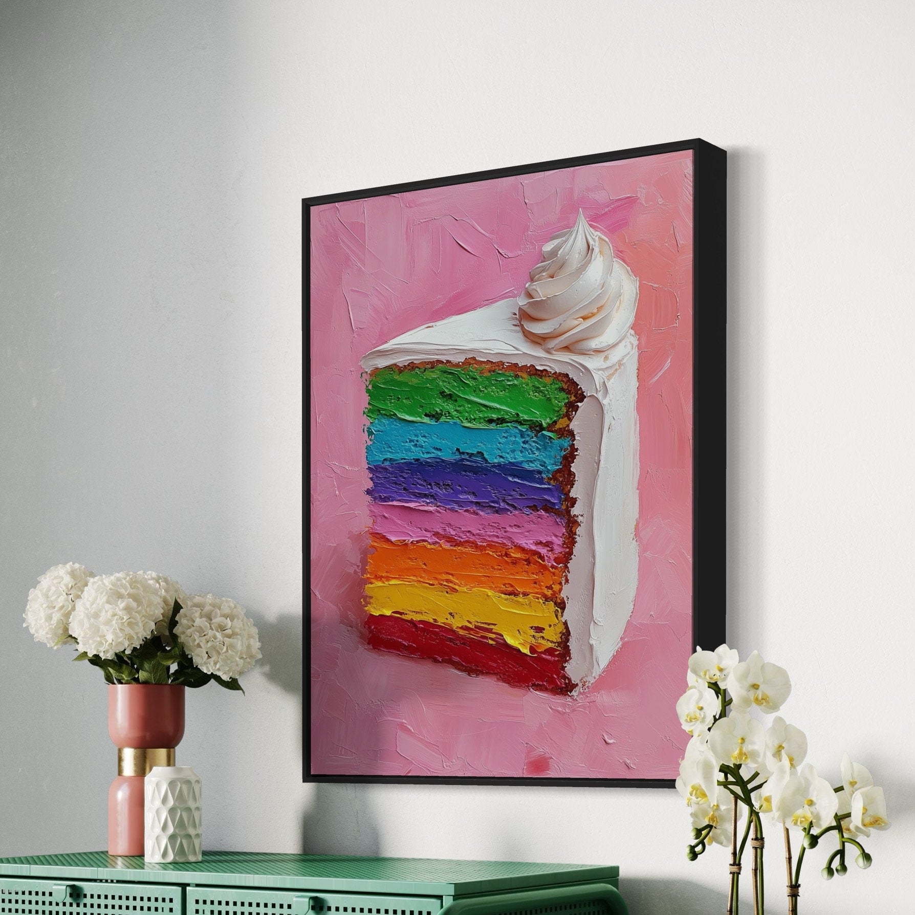 Rainbow Cake Art Print | Colourful LGBTQ Pride Decor | Queer-Inspired Wall Art for Home | Vibrant Pride Gift | Bold Dessert Art Piece