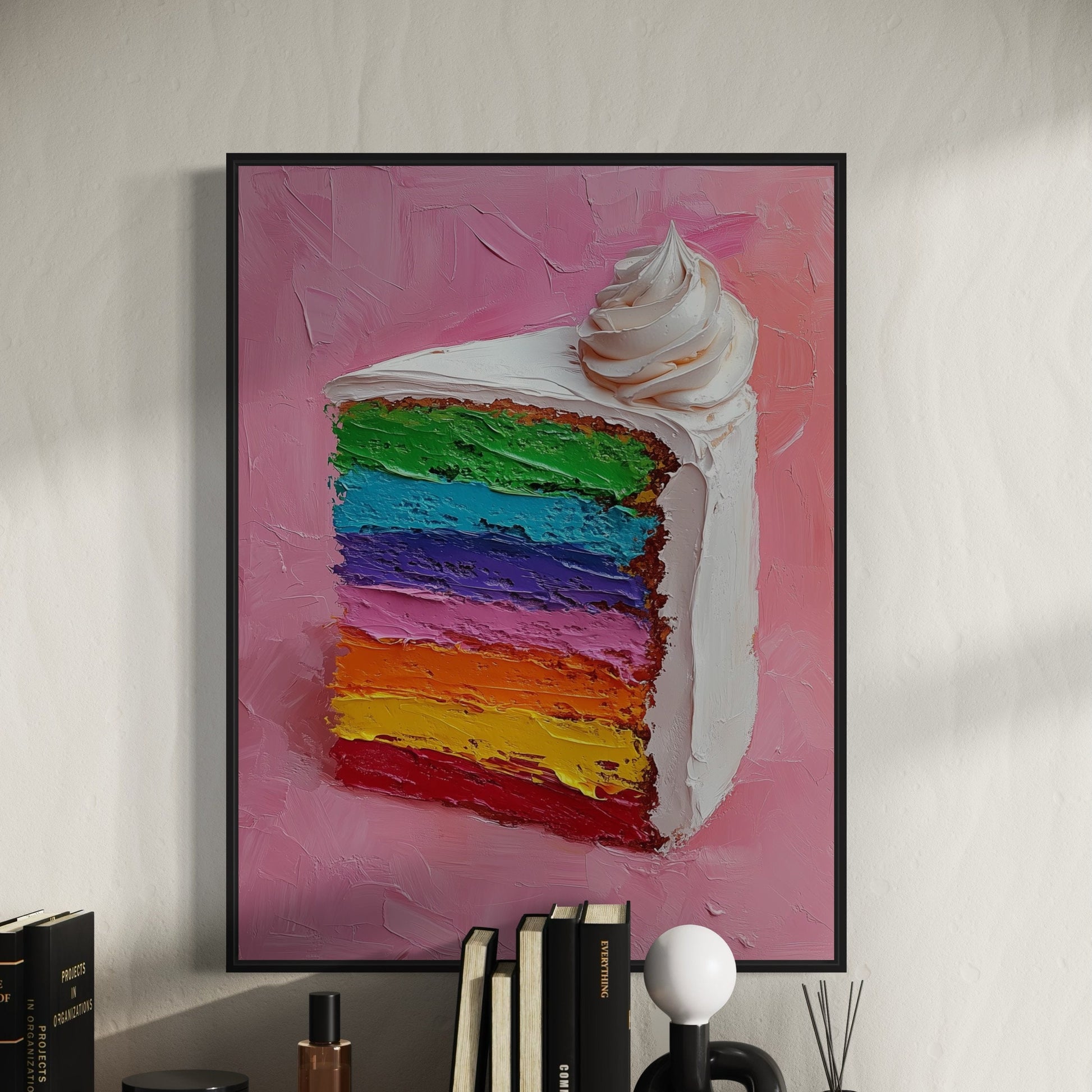 Rainbow Cake Art Print | Colourful LGBTQ Pride Decor | Queer-Inspired Wall Art for Home | Vibrant Pride Gift | Bold Dessert Art Piece